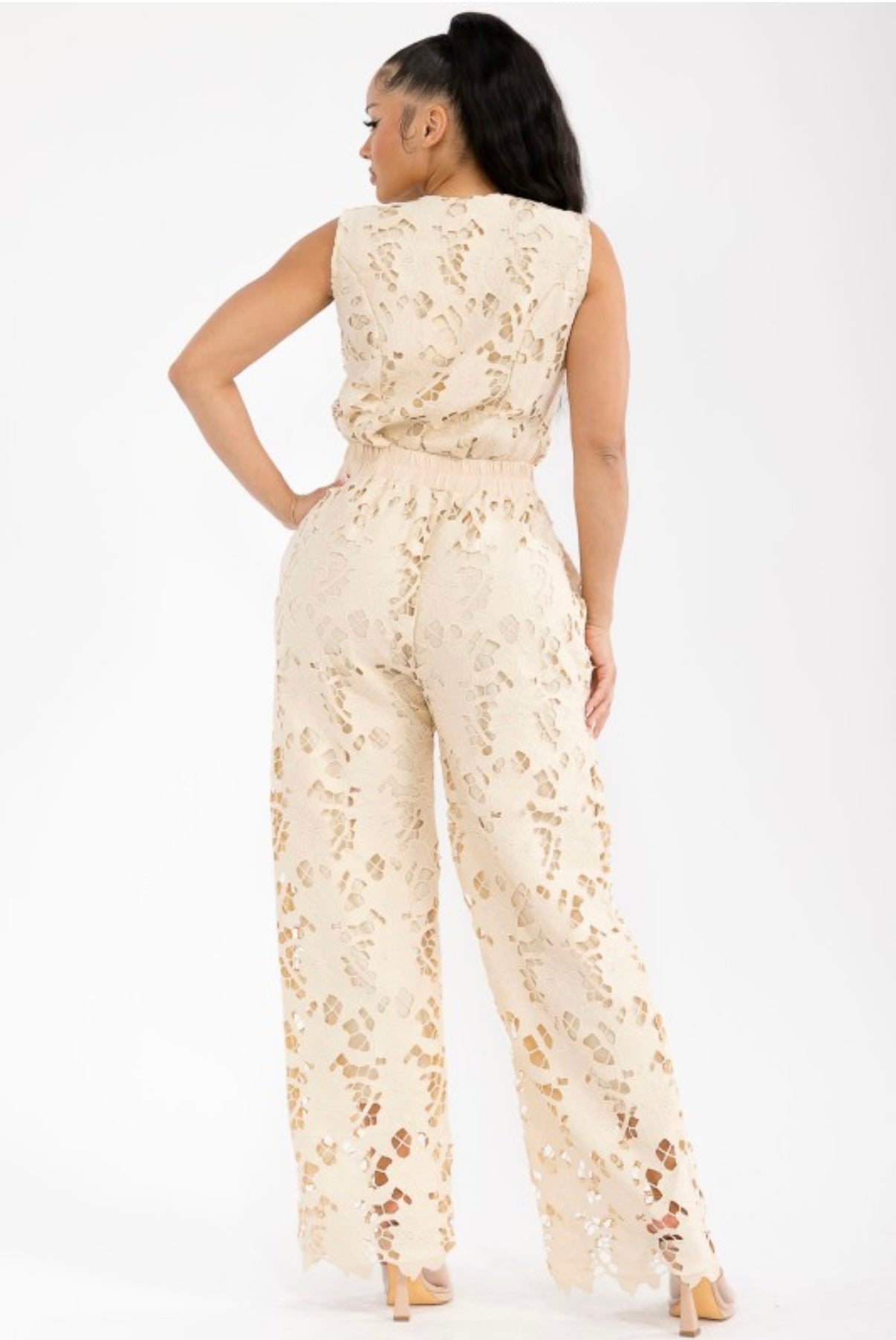 Cream Vest and Pants Set