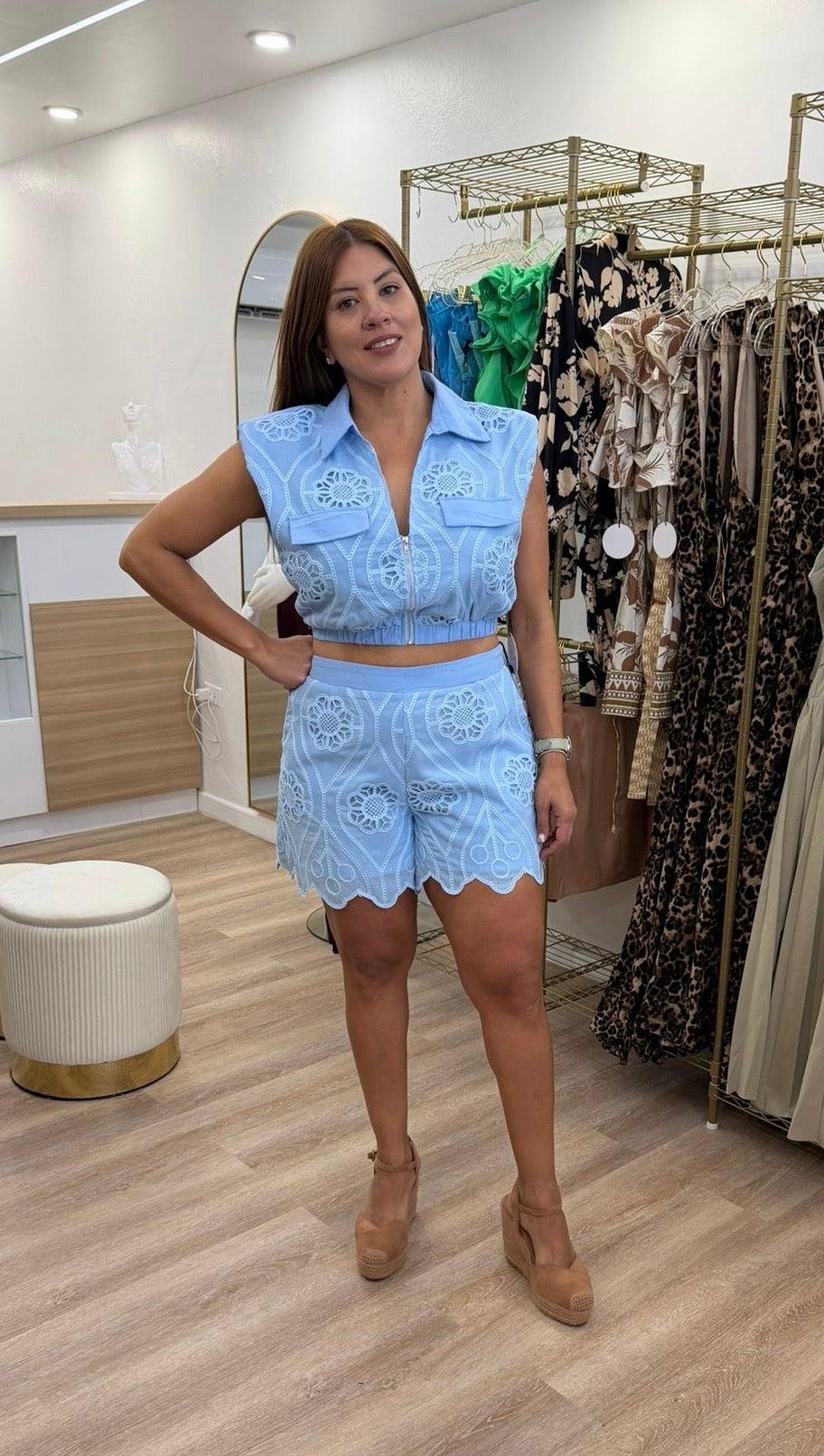 Blue Crop Top and Short Set