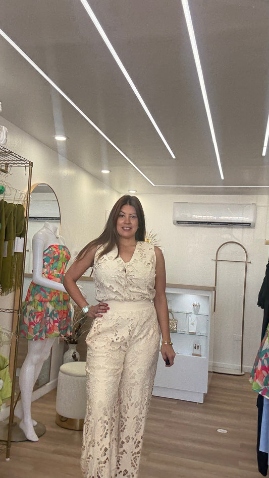 Cream Vest and Pants Set