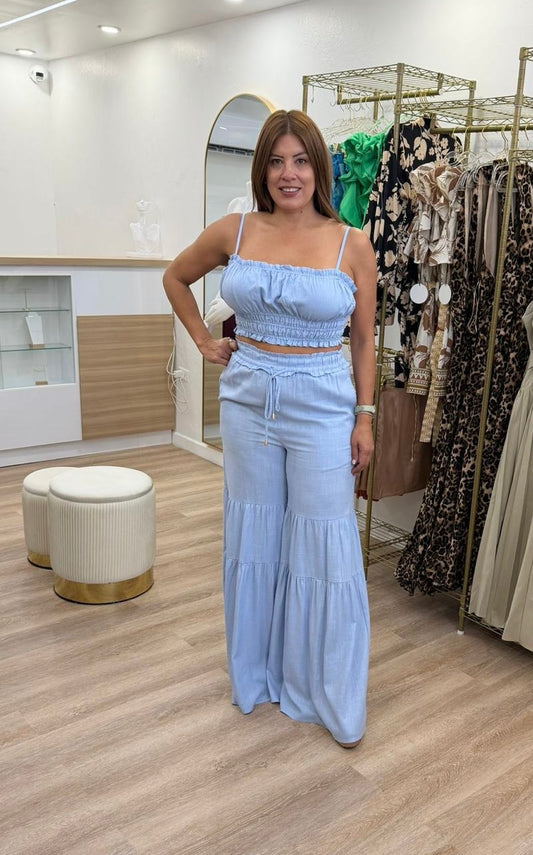 Linen Crop Top & Pants Set
