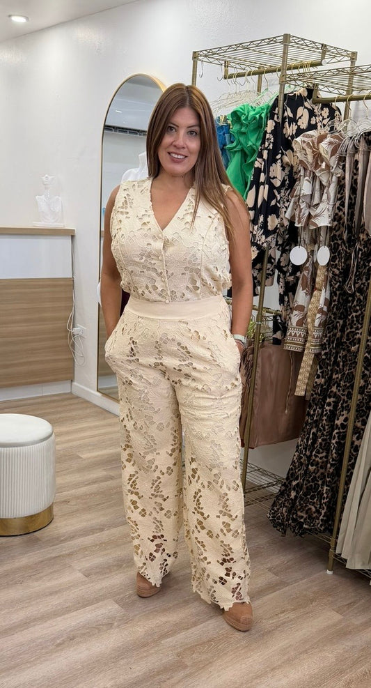 Cream Vest and Pants Set