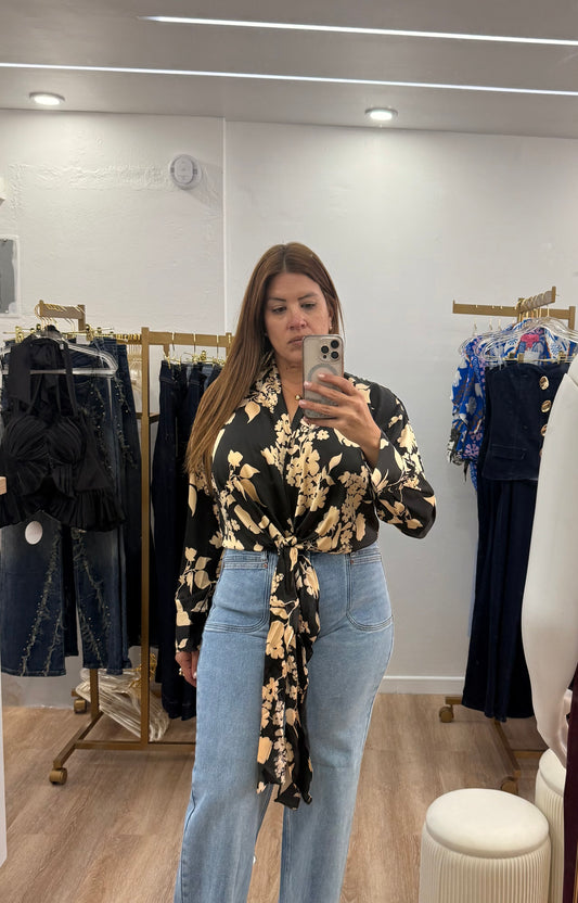 Floral Printed Self Tie Top