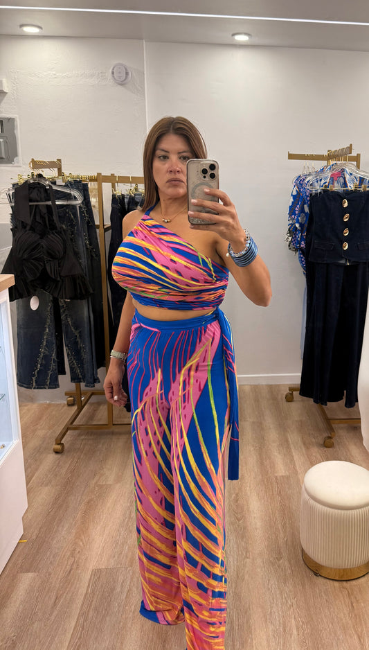 Cropped Top and Pants Set