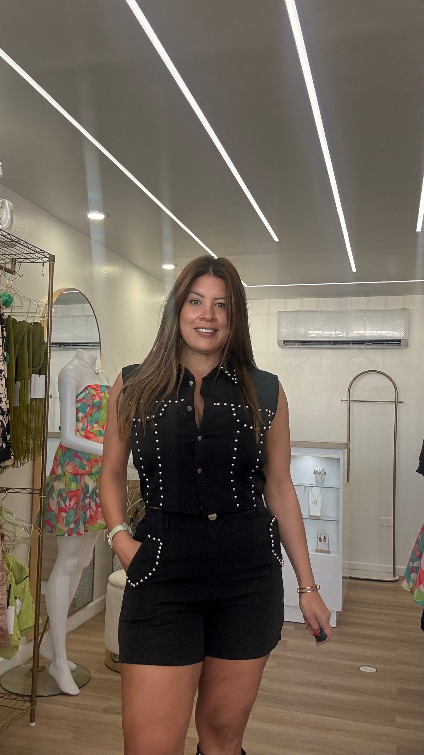 Black Crop Top and Short Set