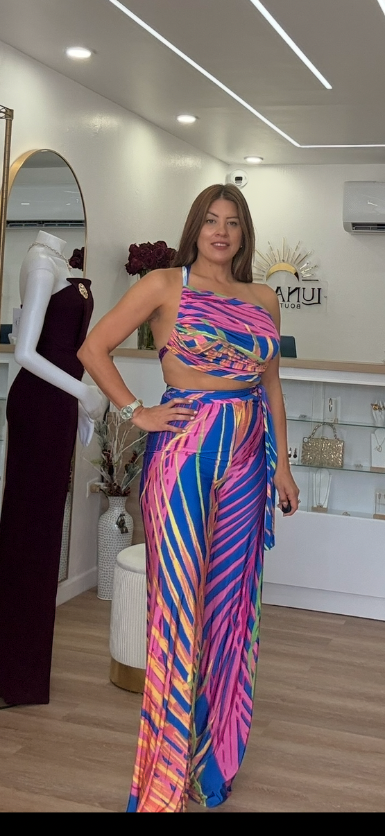 Cropped Top and Pants Set
